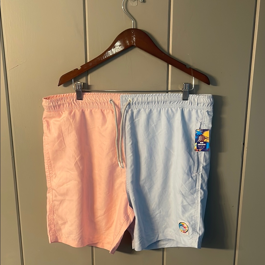 Nwts Surf Society Two-Tone Pink & Blue Swim Trunks Men's Xl